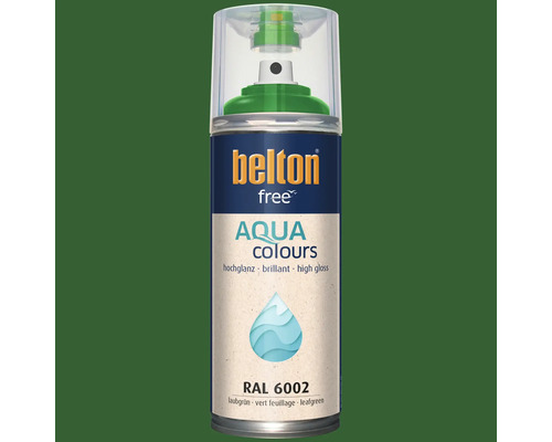 Peinture en aérosol Belton free Aqua Colours brillant vert feuillage RAL 6002