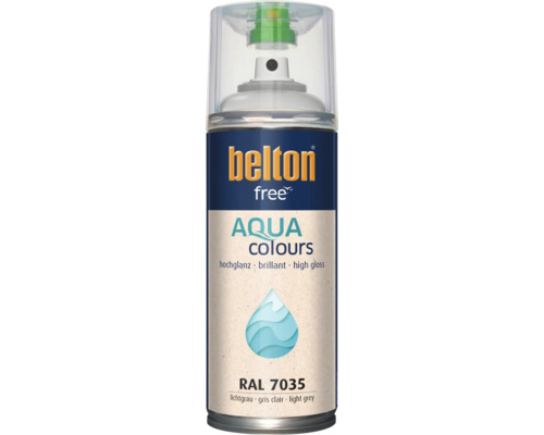 Vernis en aérosol Belton Free Aqua Colours gris clair RAL 7035 finition brillante