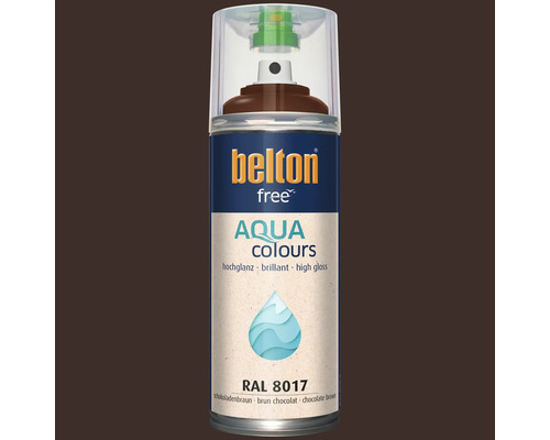 Peinture en aérosol Belton Free Aqua Colours brun chocolat RAL 8017 brillant