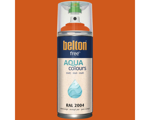 Spray de peinture Belton free Aqua en orange pur mat RAL 2004