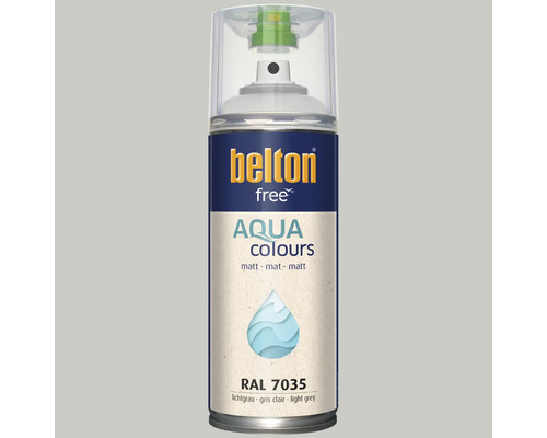 Peinture en aérosol Belton free Aqua Colours mate gris clair RAL 7035