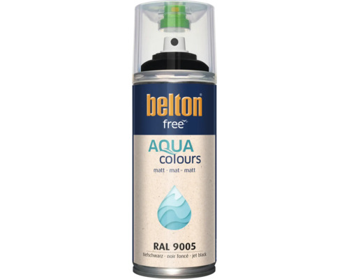 Bombe de peinture Belton free Aqua Colours mate RAL 9005 noir foncé 400 millilitres