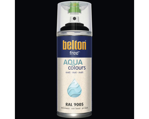 Peinture en aérosol Belton free Aqua Colours mat RAL 9005 noir foncé