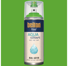 Spray de peinture Belton free Aqua Colors, jaune vert RAL 6018, mat, 400 millilitres