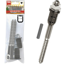 Kit de fixation de façade TOX Thermo Proof Wood pour montage dans des structures en bois avec tige filetée, cheville en plastique et écrou.