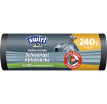 Swirl Pro Schwerlast Abfallsäcke 240 Liter 5 Stück aus recyceltem Kunststoff für schwere Abfälle