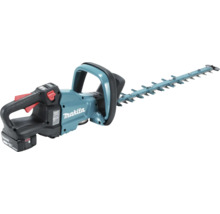 Taille-haies sans fil Makita avec batterie 18 volts et longue lame de coupe pour le jardin.