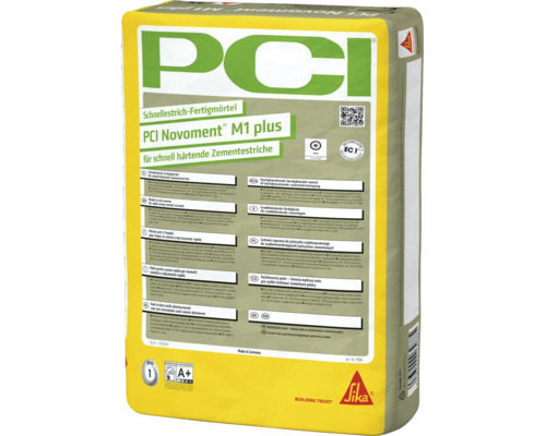 PCI Novoment M1 plus Schnellestrich-Fertigmörtel für schnell härtende Zementestriche im 25 Kilogramm Sack.