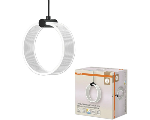 Osram LED Pendelleuchte Circle Pendant mit verstellbarer Lichtfarbe und Textilkabel sowie Verpackung