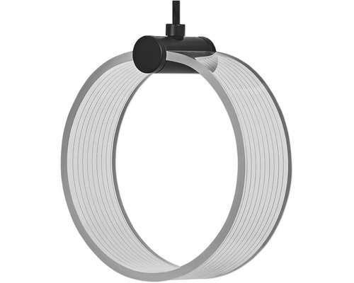Moderne Pendelleuchte in Ringform mit Acrylglas und Metallelementen für eine stilvolle Innenbeleuchtung.