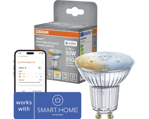 Lampe réflecteur LED LEDVANCE Osram Smart Plus PAR16 GU10 avec température de couleur réglable et compatibilité Smart Home by Hornbach