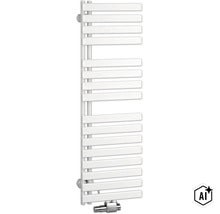 Un sèche-serviettes vertical avec des tubes horizontaux pour la salle de bain. (Image AI modified or generated)