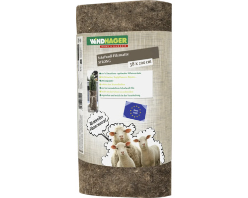Nappe de feutre de laine de mouton Windhager Strong protection hivernale pour plantes en 38 par 200 centimètres en fibres naturelles