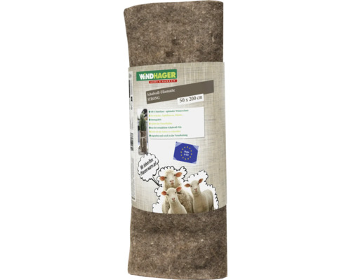 Tapis de feutre de laine de mouton Windhager Strong, protection hivernale en fibres naturelles, 50 par 200 centimètres, pour plantes.