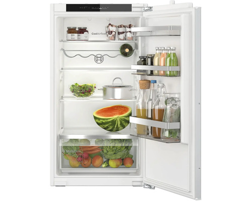 Réfrigérateur encastrable Bosch avec MultiBox XXL pour fruits et légumes et système CoolAirflow pour un refroidissement uniforme.