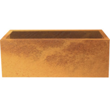 Bac à fleurs rectangulaire en acier corten avec surface structurée pour le jardin.