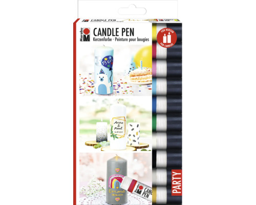 Set de stylos pour bougies Marabu Candle Pen Party avec 10 stylos pour décorer et peindre des bougies.