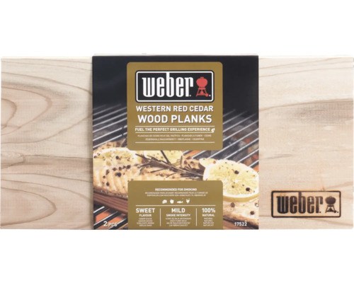 Planches à fumer Weber en cèdre rouge pour griller le poisson et la viande, 2 pièces