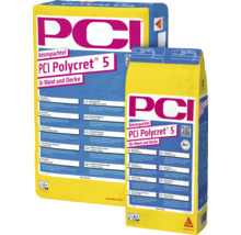 Deux sacs de mortier de ragréage PCI Polycret 5 pour murs et plafonds, pour égaliser les surfaces à l'intérieur et à l'extérieur.