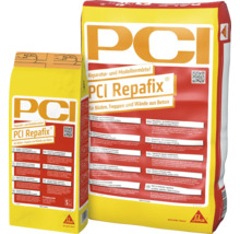 Deux sacs de mortier de réparation et de façonnage PCI Repafix pour surfaces en béton.