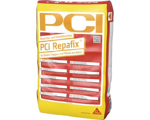 Sac de mortier de réparation et de modelage PCI Repafix pour sols, escaliers et parois en béton.