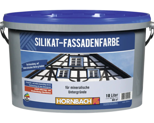 HORNBACH Silikat Fassadenfarbe, 10 Liter Gebinde für mineralische Untergründe im Außenbereich. HORNBACH Silikat Fassadenfarbe, 10 Liter Gebinde für mineralische Untergründe im Außenbereich.