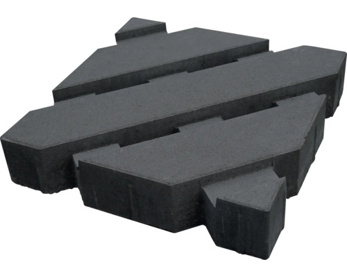 Un pavé en béton individuel pour l amenagement de jardin avec une forme dentelée spécifique.
