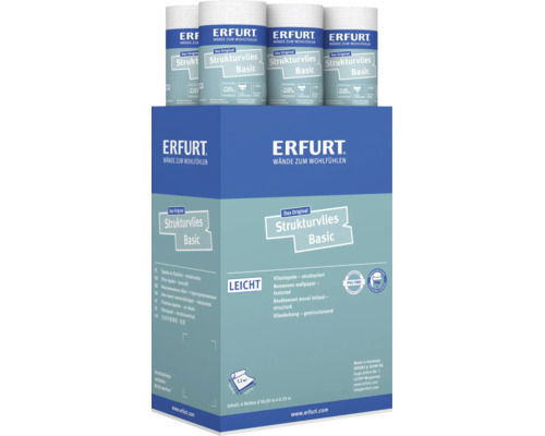 Papier peint intissé Erfurt Strukturvlies Basic, sans PVC, paquet de 6 rouleaux, 10,05 mètres par 0,53 mètre par rouleau.
