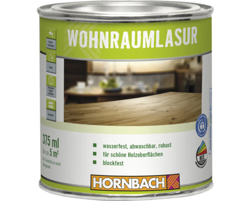 Dose Hornbach Wohnraumlasur für Holzoberflächen im Innenbereich wasserfest und blockfest
