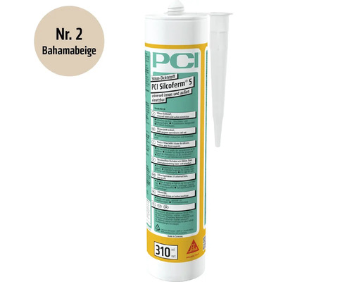 Mastic silicone PCI Silcoferm S en bahamabeige cartouche de 310 millilitres pour usage universel intérieur et extérieur