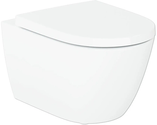 WC suspendu en céramique sanitaire avec abattant, design moderne pour la salle de bain.