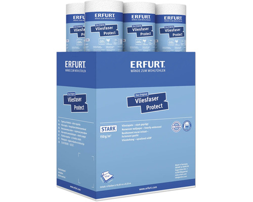 Erfurt Vliesfaser Protect Vliestapete stark geprägt, 6 Rollen pro Paket, Wandklebetechnik, 10,05 Meter mal 0,53 Meter pro Rolle.