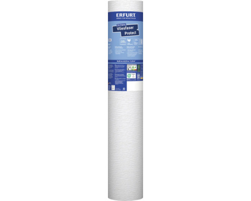 Eine Rolle Erfurt Vliesfaser Protect Wandtapete mit starker Prägung, Maße 10,05 Meter mal 0,53 Meter, PVC frei und atmungsaktiv.
