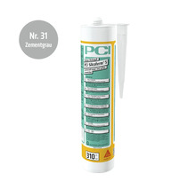Mastic silicone PCI Silcoferm S couleur gris ciment, contenu 310 millilitres, cartouche pour usage intérieur et extérieur.