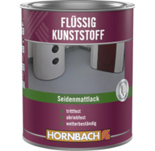 Pot de peinture Hornbach plastique liquide satiné, résistant à l'usure, aux piétinements, à l'abrasion et aux intempéries, pour sols.