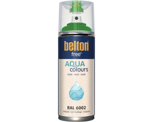 Peinture en aérosol Belton Free Aqua Colours vert feuillage mat RAL 6002