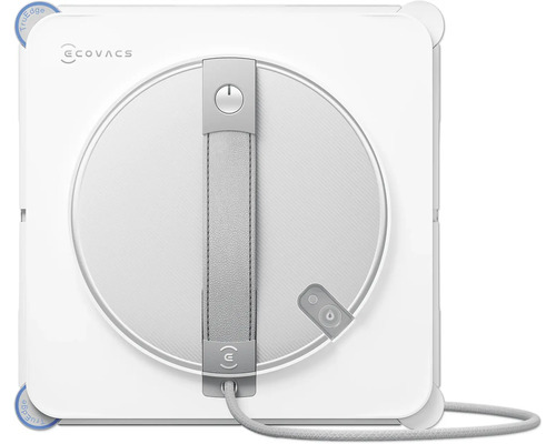 Robot laveur de vitres Ecovacs avec boîtier carré et poignée de transport pour un nettoyage efficace des vitres