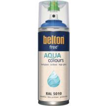 Vernis en aérosol Belton Free Aqua Colours RAL 5010 bleu gentiane brillant pour diverses surfaces