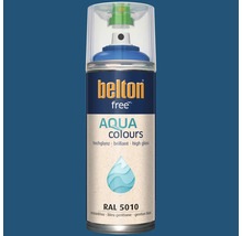 Bombe de peinture Belton free Aqua Colours bleu gentiane RAL 5010 avec finition brillante.