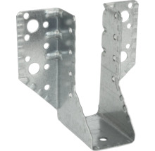 Sabot de charpente en acier galvanisé avec trous pré-percés pour une fixation stable des poutres en bois.