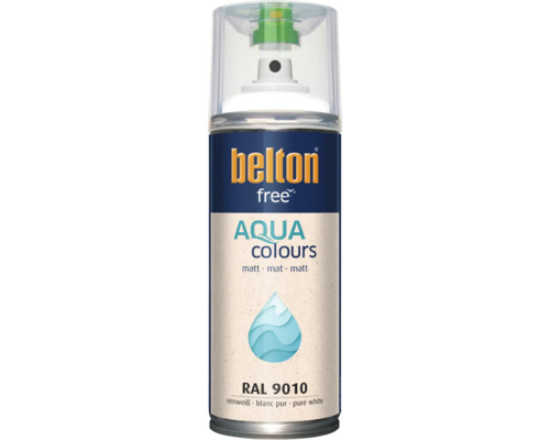 Peinture en aérosol Belton Free Aqua Colours blanc pur mat RAL 9010