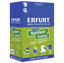 Papier peint Erfurt Rauhfaser Classico, 6 rouleaux de 20 mètres par 0,53 mètre, avec instructions pour encoller, tremper, tapisser et peindre.