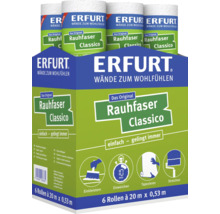 Papier peint Erfurt Rauhfaser Classico dans un carton contenant 6 rouleaux de 20 mètres de long et 0,53 mètre de large chacun.