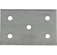 Plaque de connexion rectangulaire en acier galvanisé avec cinq trous pour assemblages en bois.