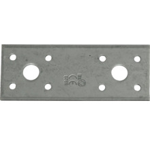 Rechteckiger Lochplattenverbinder aus verzinktem Stahl mit Bohrungen zur stabilen Verbindung von Holzbauteilen.