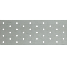 Rechteckiger Lochblechverbinder aus Metall mit gleichmäßig angeordneten Bohrungen für Holzverbindungen.