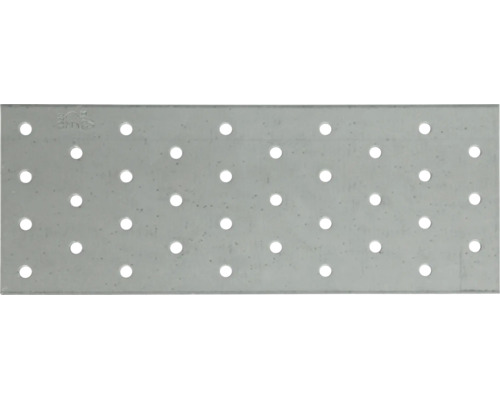 Plaque perforée rectangulaire en métal avec des trous régulièrement espacés pour les assemblages en bois.