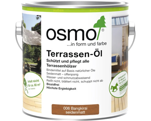 Osmo Terrassen-Öl Bangkirai seidenmatt zur Pflege und zum Schutz von Terrassenhölzern im Außenbereich, Inhalt reicht für circa 60 Quadratmeter.