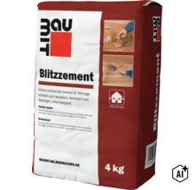 Sac de 4 kilogrammes de ciment rapide Baumit pour travaux de montage, utilisable à l’intérieur et à l’extérieur. (Image AI modified or generated)