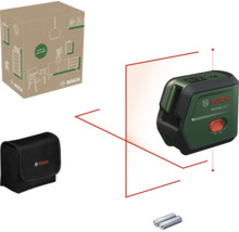 Laser croix Bosch UniversalLevel 2 avec sac de protection, piles et emballage produit